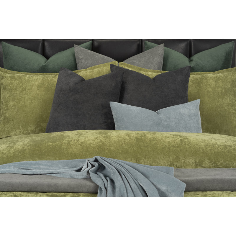 Mixology Velvet Bed Cap Comforter Set with Sewn Corners, King, Olive