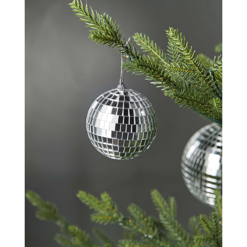 8cm Glass Bauble, Silver