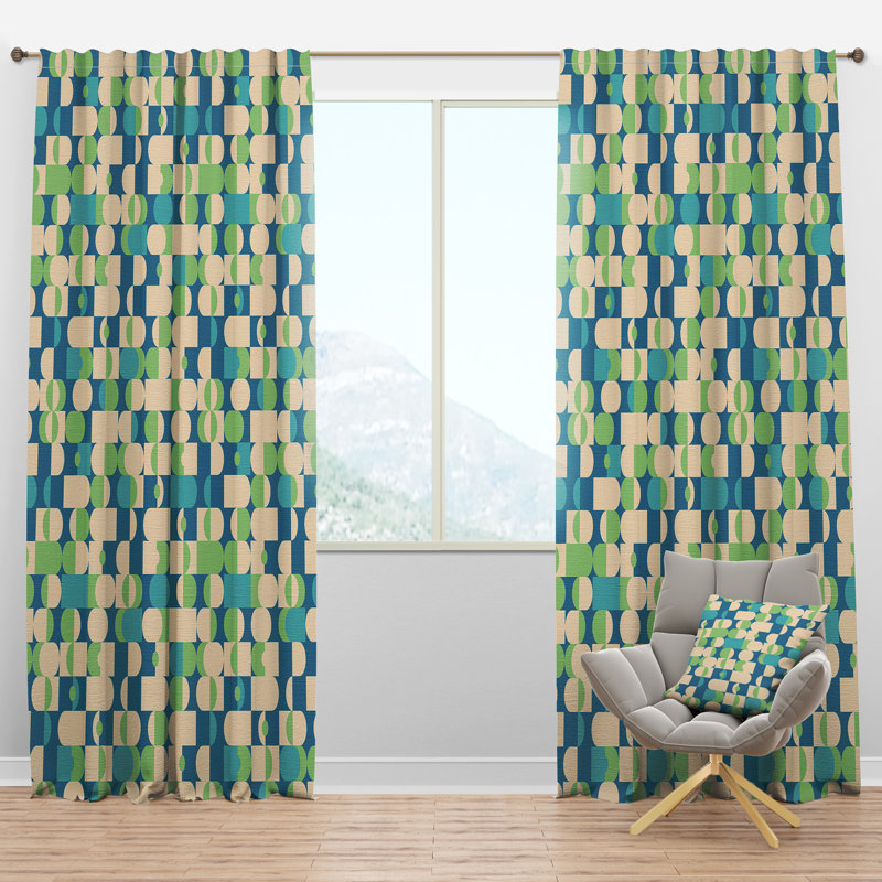 Panneau de rideau simple semi-transparent rétro Mid-Century, l 52 po x L 84 po