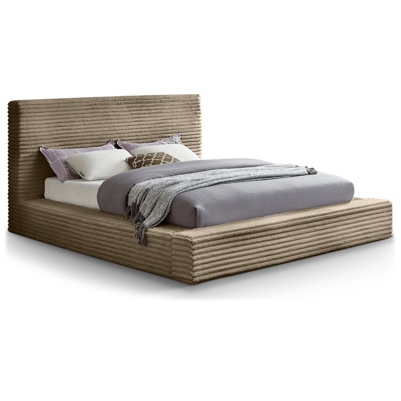 Dexter Corduroy Fabric Bed, King, Taupe Corduroy Fabric