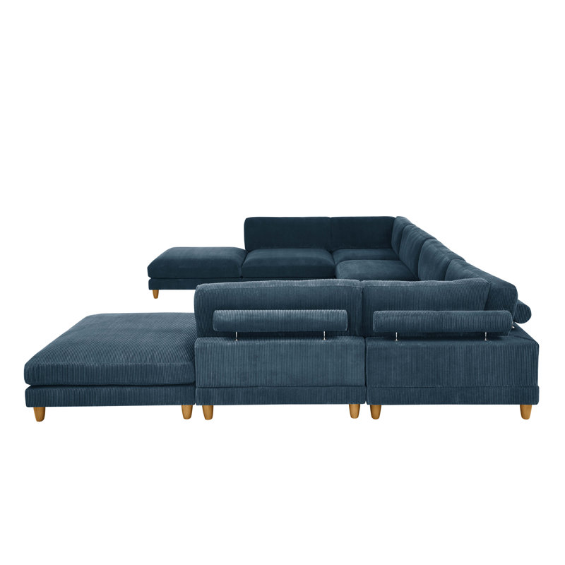 Canapé modulaire à large assise en velours côtelé, Dark Blue