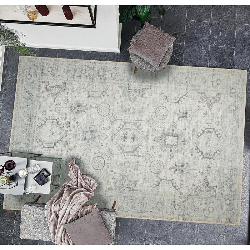 Tapis lavable à la machine résistant aux taches GLN Rugs, Rectangle 6 pi x 9 pi
