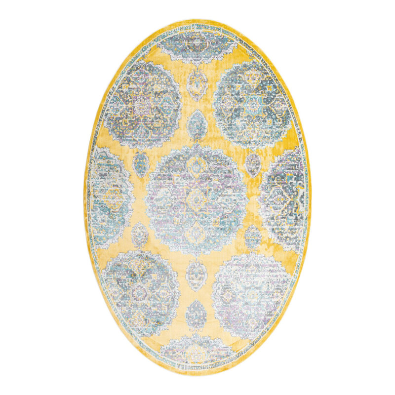 Haefner Floral Indoor Rug, Oval 5'5" x 8'