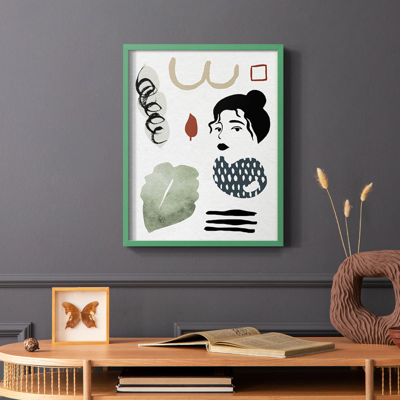Collection encadrée Mindfulness IV, impression sur bois massif, Vert, H 10 po x l 8 po