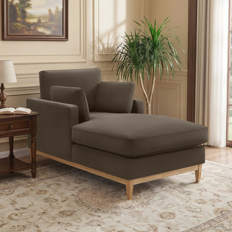 Chaise longue en tissu velours Searle Pierre, Espresso