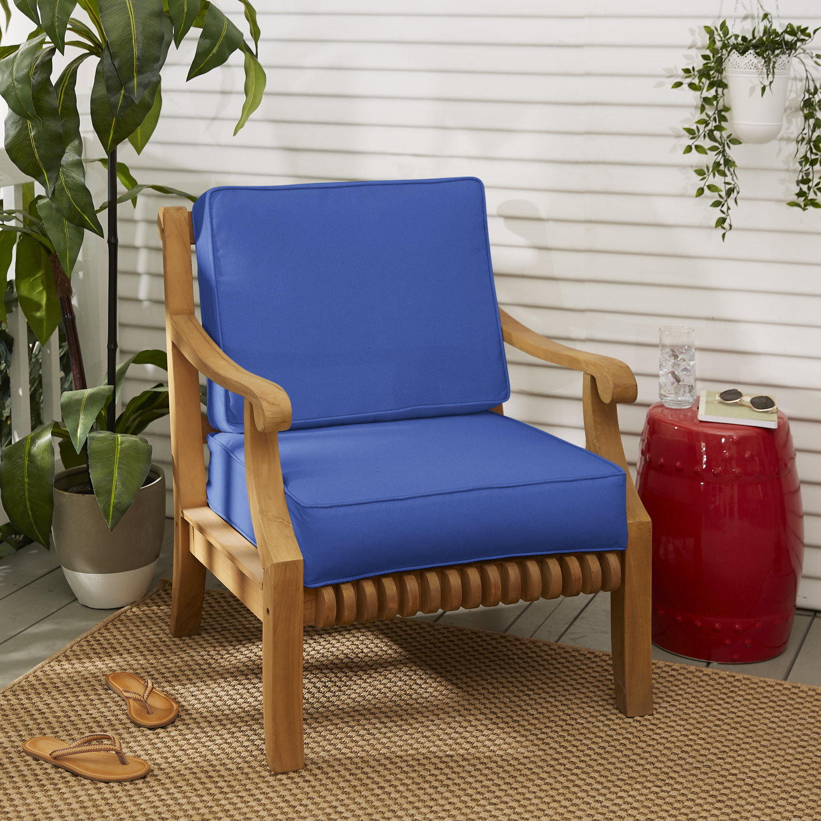 Outdoor Sunbrella Seat/Back Cushion, Canvas Trueblue Sunbrella® Canvas, 23.5" W x 23" D