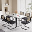 Ensemble de table de salle à manger avec chaises d'appoint rembourrées en velours-381291979-381291990-396102609