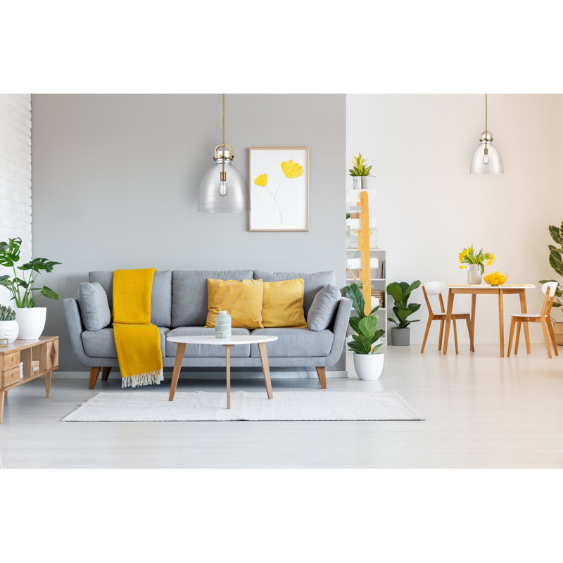 Luminaire suspendu Borgen à intensité variable avec abat-jour en verre bullé, Laiton brossé, H 17 po x l 14 po x P 14 po