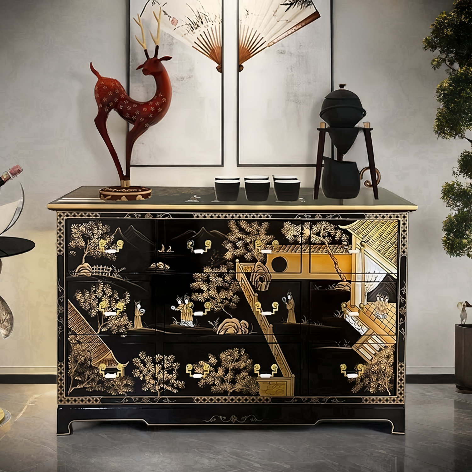 Liu's ink furniture Hand-Painted Vintage 9-Drawer Sideboard | Wayfair, image size:1500x1500