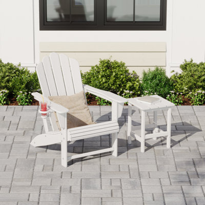Chaise Adirondack en poly résistant aux intempéries avec table d'appoint Lucus