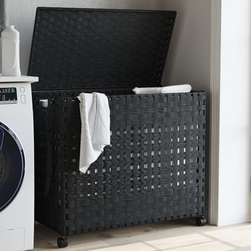  Panier à linge avec roulettes, Noir, H 23,6 po x l 26 po x P 13,8 po