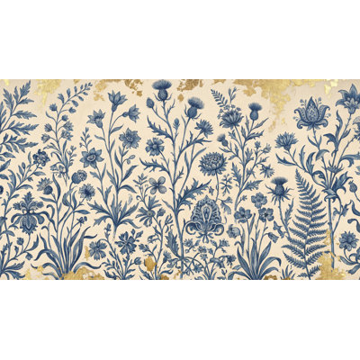 Floral Wallpaper Vintage Gold Accents Wall Mural