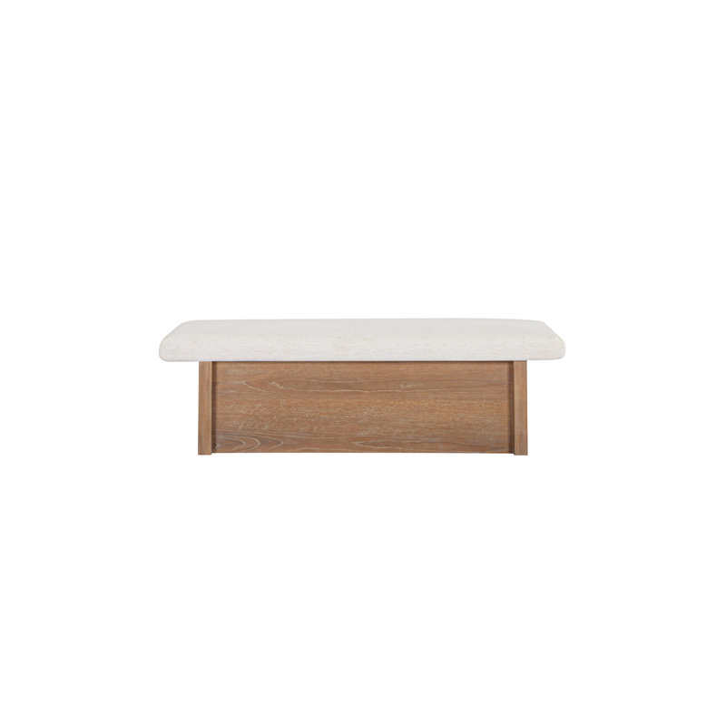 Polyester Blend Upholstered Storage Bench, White