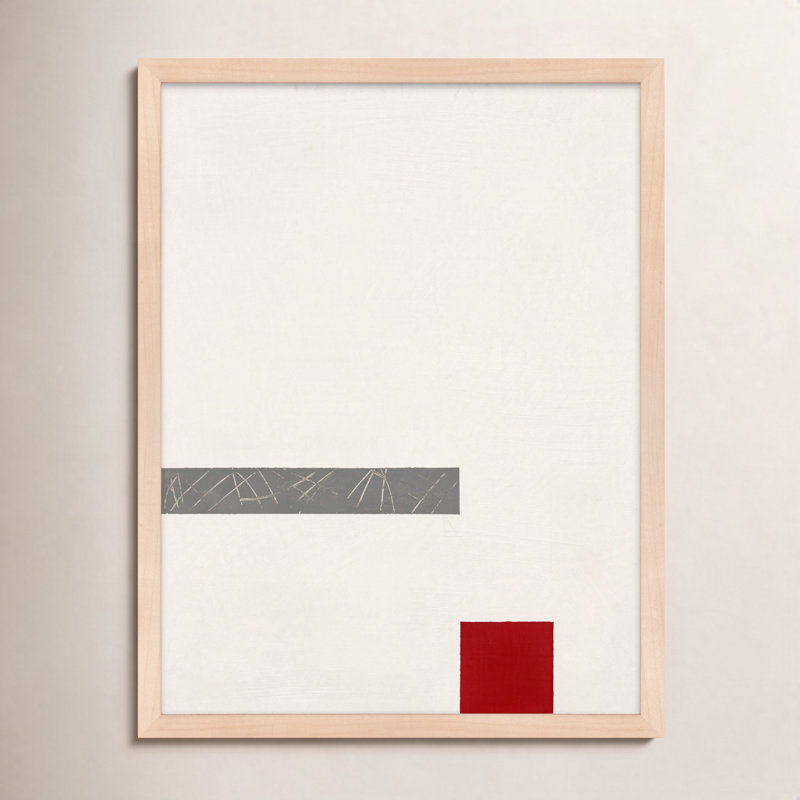 Tempo with Red 3 Framed Graphic Art, 38" H x 30" W x 1.25" D, Maple Framed Paper