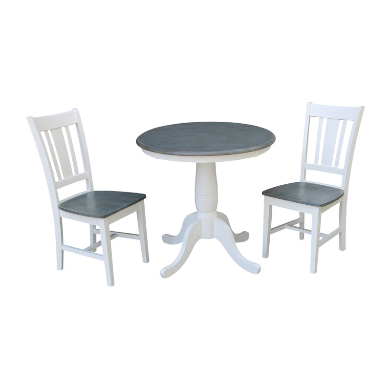 Goldina 2 - Person Solid Wood Dining Set, Heather Grey/White