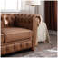 Canapé Chesterfield classique en similicuir brun avec structure en bois massif