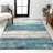 Contemporary POP Modern Abstract Vintage Cream/Turquoise Rug-1574300403