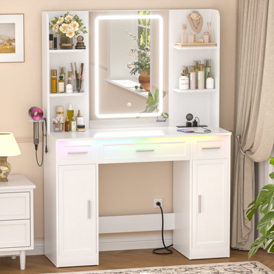  Wood Vanity Desk with Drawers
