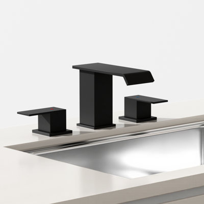 Widespread Bathroom Faucet 3 Hole, 2-Handle Bathroom Sink Faucet With Drain Assembly