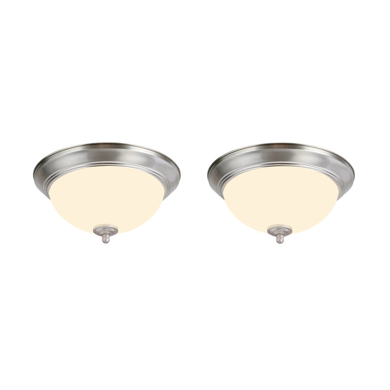 Almaraz Glass LED Flush Mount, Satin Nickel, 5.5" H x 13" W x 13" D