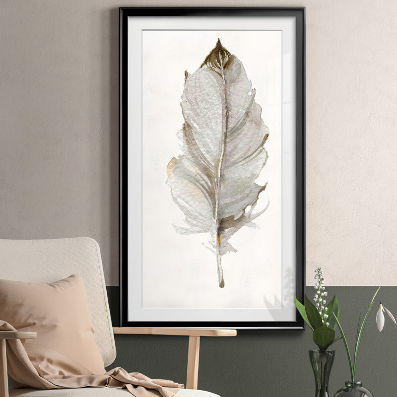 «Neutral Feather II», reproduction d'art graphique sur papier encadré, Noir, H 10,5 po x l 18,5 po