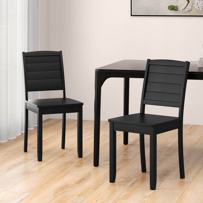 Ensemble de 2 chaises de salle à manger en bois sans accoudoirs avec dossier en bois d'hévéa Lark Manor ™, Noir