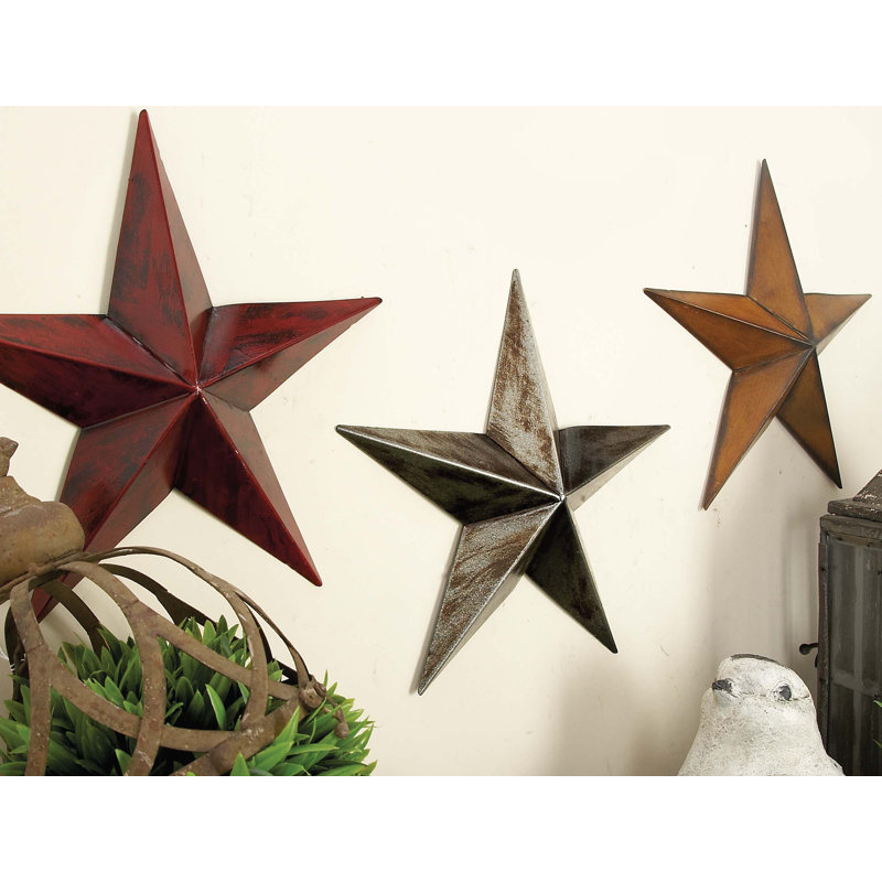 Metal Indoor Outdoor Star Multi Colored Wall Decor Set