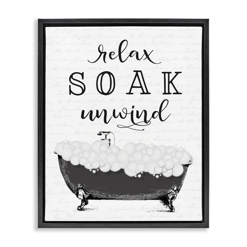 Cadre flottant Soak Unwind, conçu par Lettré et doublé, H 31 po x l 25 po, Cadre flottant noir de jais