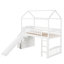 Lit mezzanine simple avec deux tiroirs et glissade, lit maison avec glissade, blanc