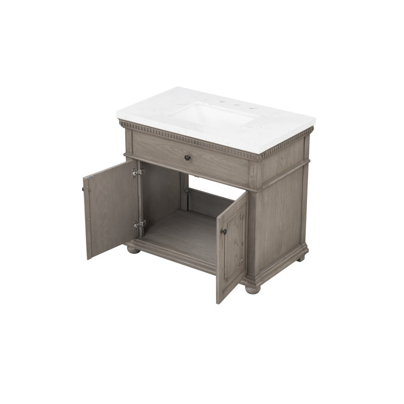 37'' Bathroom Vanity With Engineered Stone Top (7518VB37 + 7722VT37)
