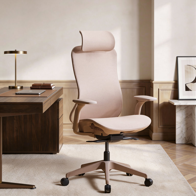 Ergonomic Mesh Task Chair, Adjustable Office Chair with 2D Headrest & 3D Armrest, Office Desk Chair with Lumbar Support, Recline Function,Pink
