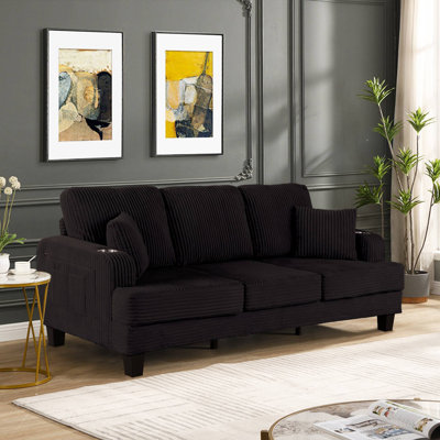 Canapé contemporain de 214,8 cm de large, gris foncé