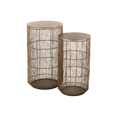 Wieland Tray Top Drum Side Table Set