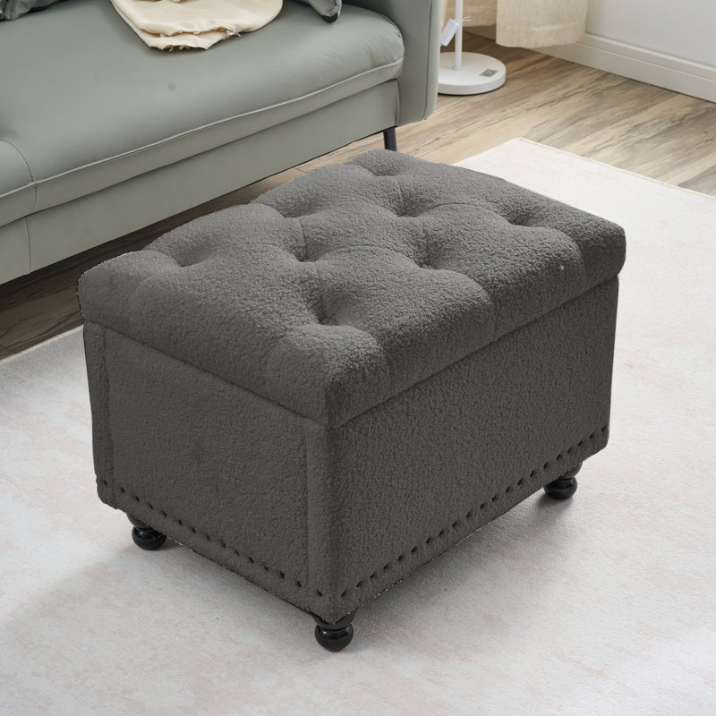 23.6” Tufted Upholstered Storage Ottoman, Gray