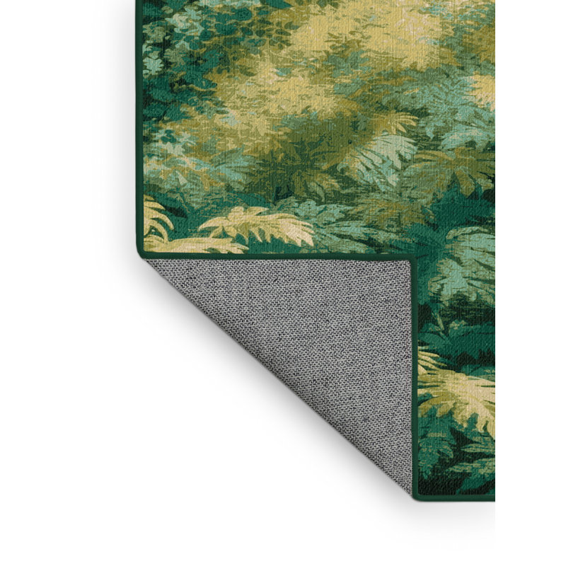 Machine Washable Nature Green Area Rug, Square 4'