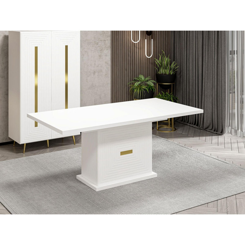 Ferro Beech Dining Table, White