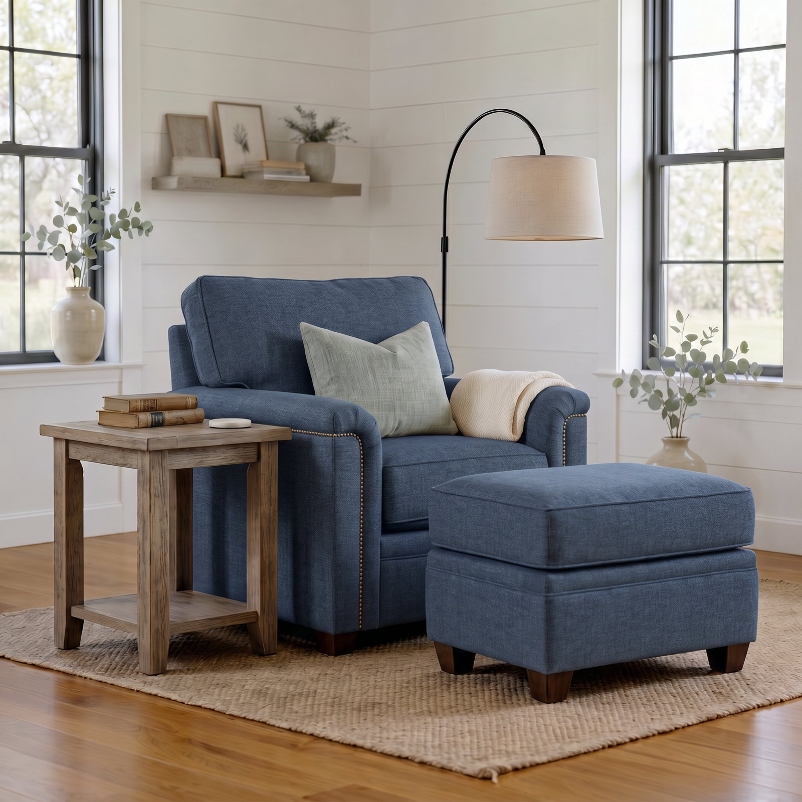 Weston 28" Ottoman, Drusky Navy