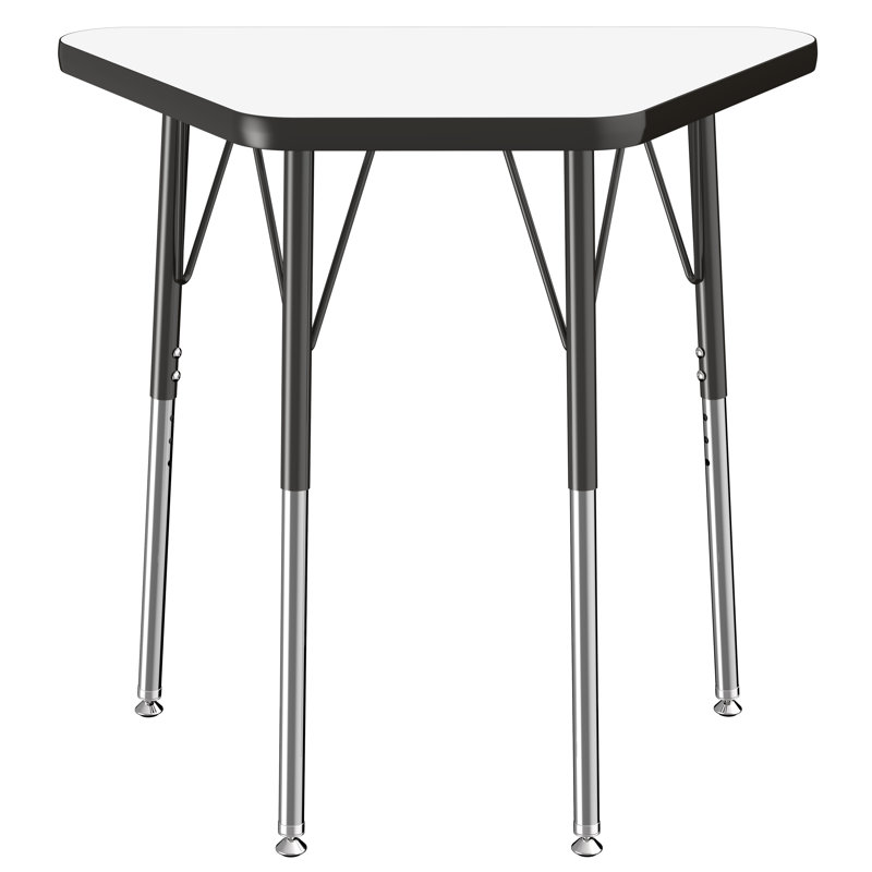 Table d'activité trapézoïdale effaçable à sec avec pieds réglables, 18 po x 30 po, Tableau blanc / noir
