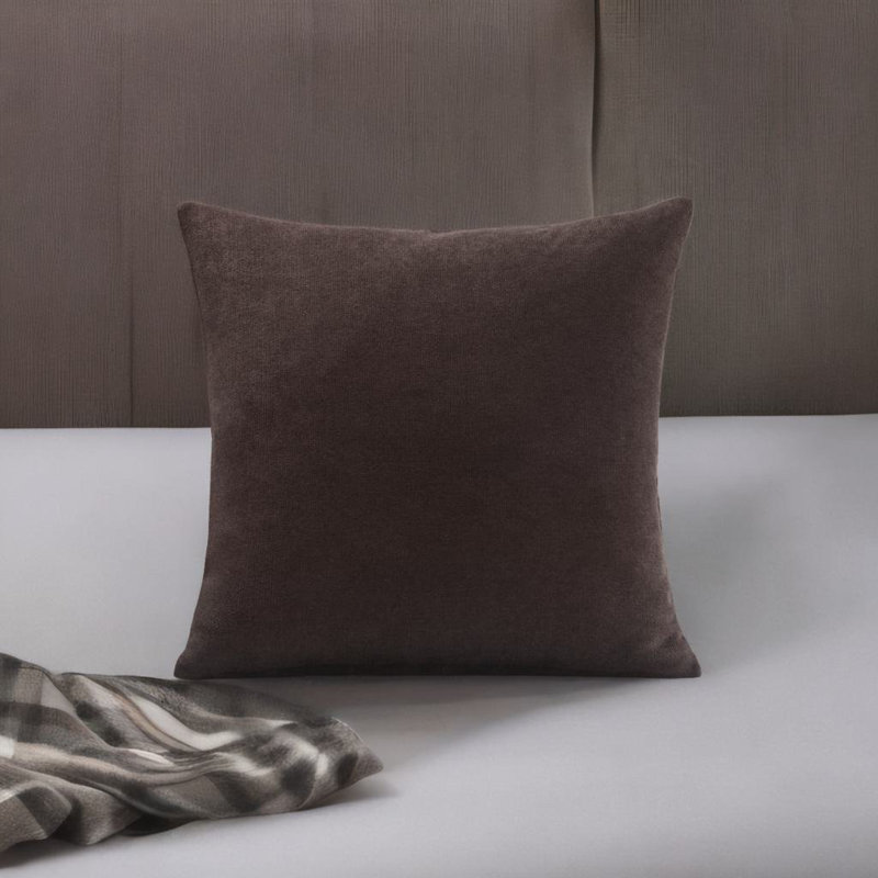 Velvet Feel Chenille Scatter Cushion Cover, Chocolate, 55 cm x 55 cm