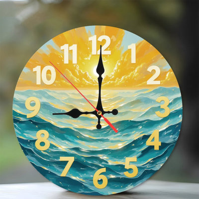 Clock Face With Ocean Sunrise Numbers