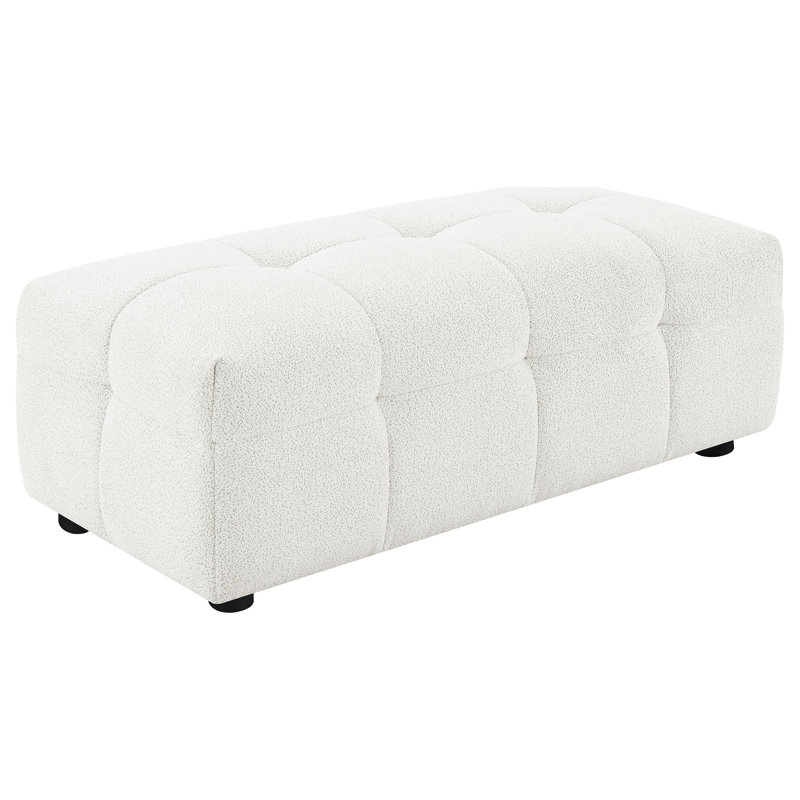 Nuss Off-White Boucle Upholstered Rectangular Ottoman