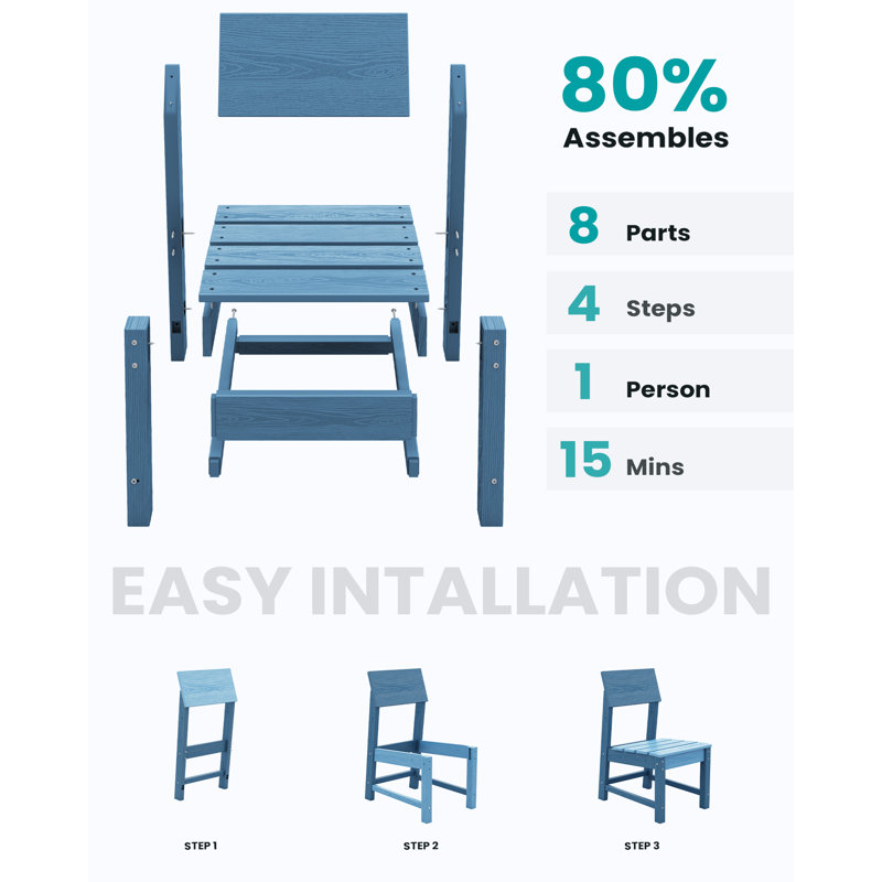 Chaise d'appoint de patio, Bleu
