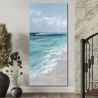 Blue And White Coastal Beach Wonder - Beach Canvas Wall Art, White Coastal Framed Wall Art