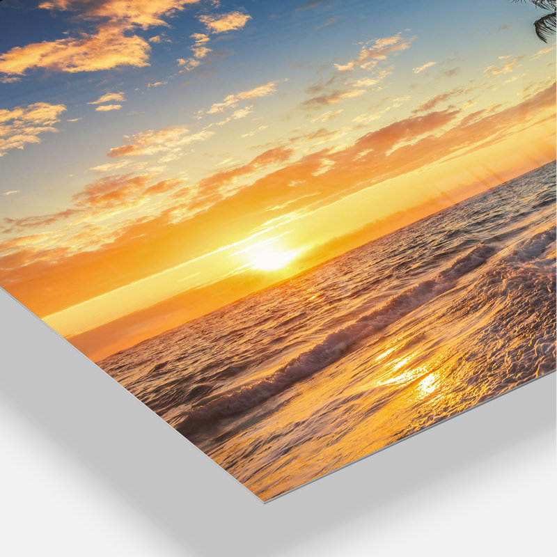 « Paradise Tropical Island Beach with Palms » par Valio84sl - impression photographique sur du métal, H 30 po x l 40 po