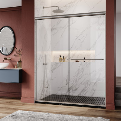 56-60" W x 72" H Semi-Frameless Double Sliding Shower Door