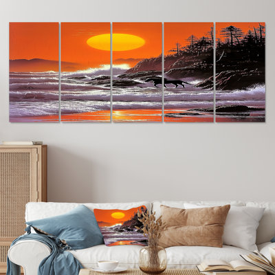 Renville - Coastal Waves Wall Art For Living Room 5 Piece