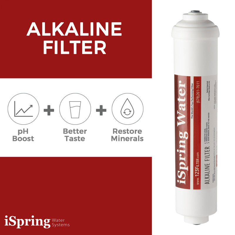 iSpring FA15US 10-inch Universal Inline Alkaline Replacement Water Filter Cartridge with Calcite for Reverse Osmosis RO System, pH+, Made in USA.