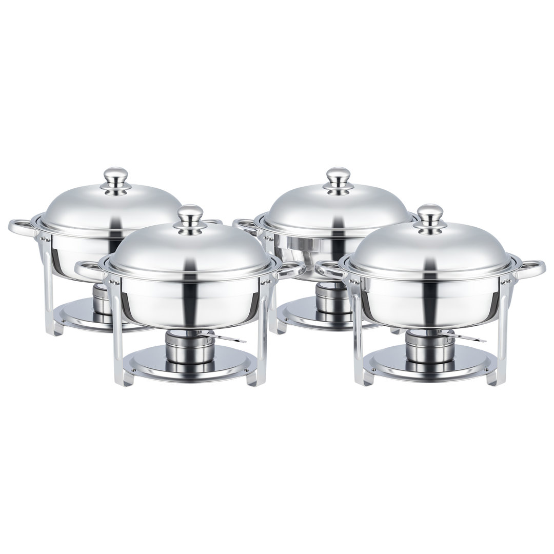 Stainless Steel 5 Quarts Round Chafing Dish (Set of 4) The Party Aisle™
