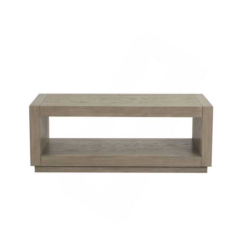 Table basse rectangulaire avec socle et tablette inférieure ouverte, Naturel