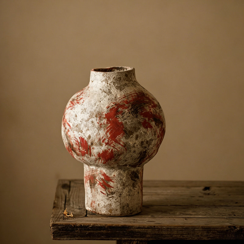 Abstract Brushstroke Hand Painted Ceramic Table Vase